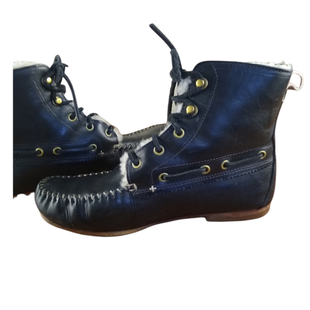 Rag & Bone Black Leather Moccasin Boots 6